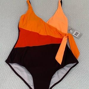NWT color block one piece swimsuit